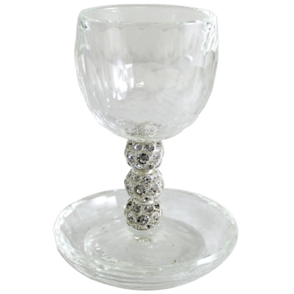 Kiddush Cup & Tray: Crystal Diamond Design