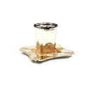 Kiddush Cup & Tray: Silver Plated Gold Filigree Design