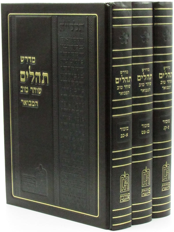 Midrash Tehillim Shocher Tov Hamevoar 3 Volume Set - מדרש תהלים שוחר טוב המבואר 3 כרכים