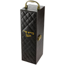Wine/Whiskey Bottle Holder Set - Leatherette Wooden Case