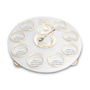 Simanim Plate: Lucite Classic Design with Prayer - Gold