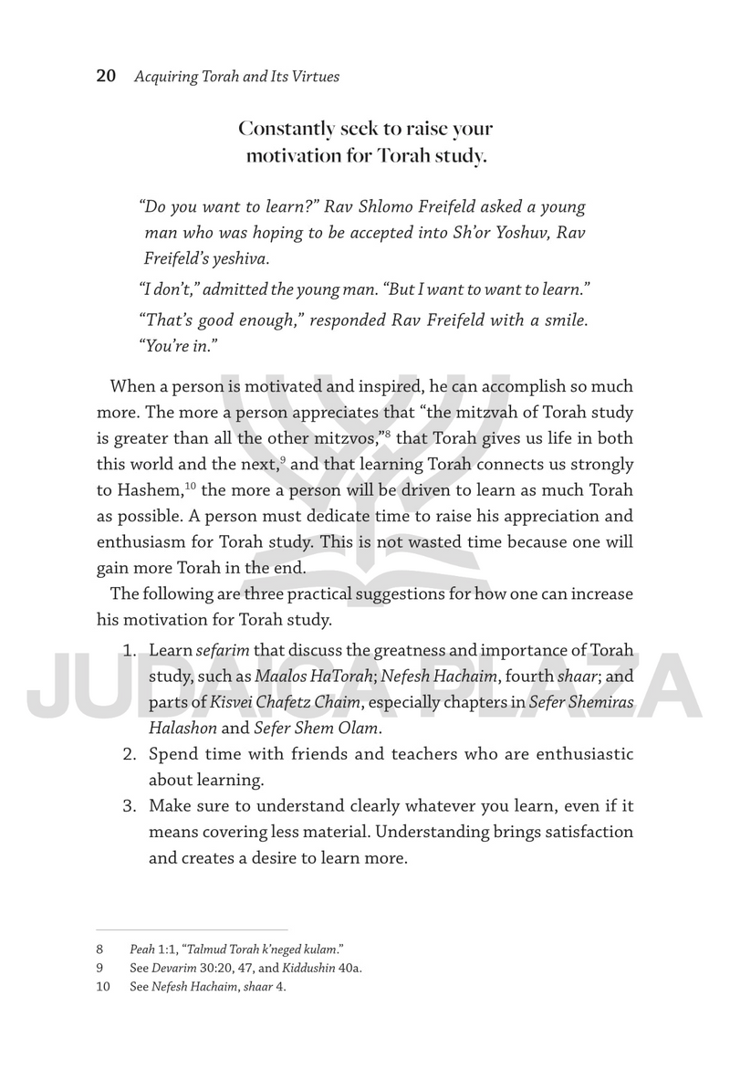 Acquiring Torah and its Virtues