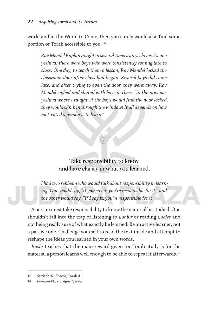 Acquiring Torah and its Virtues