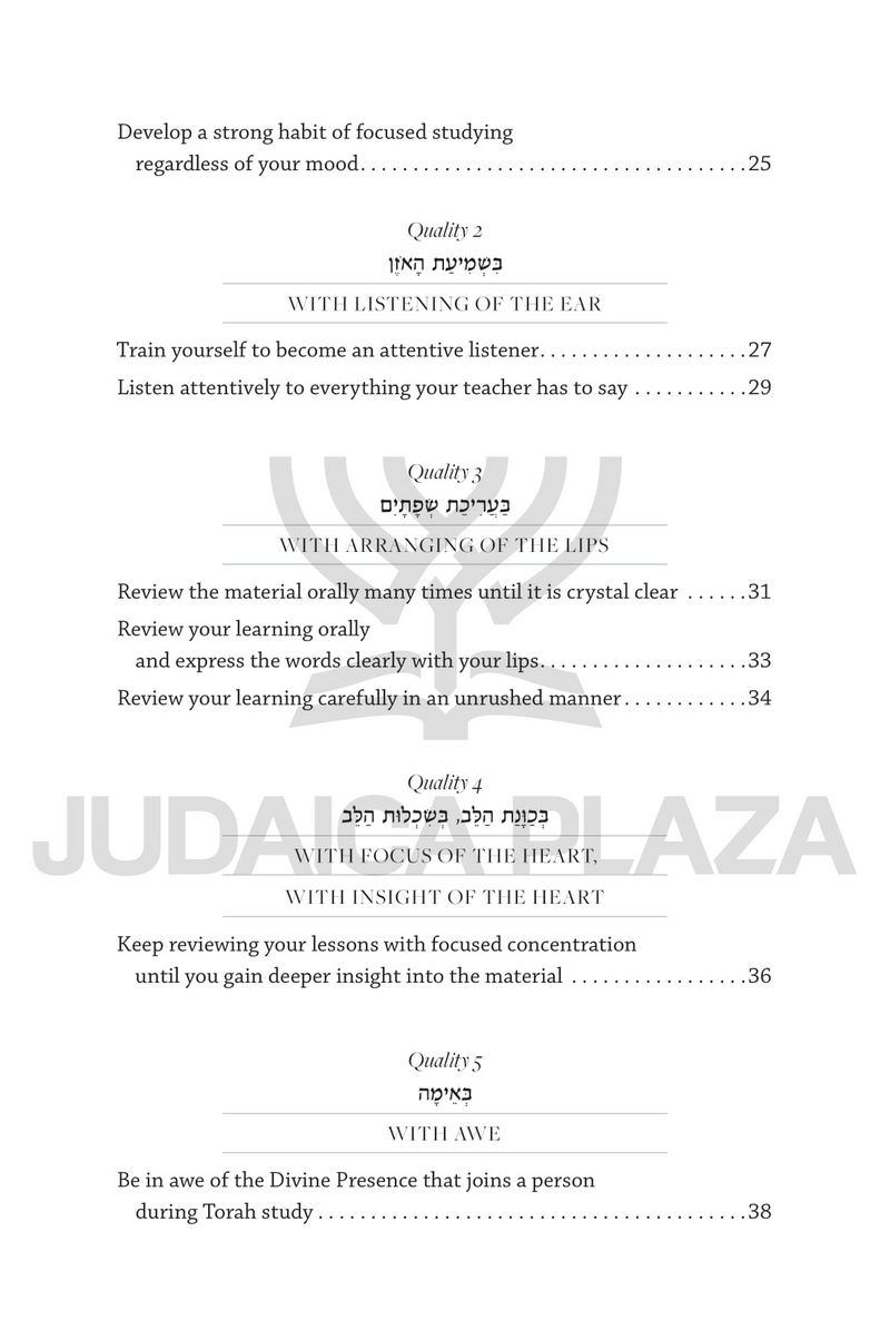 Acquiring Torah and its Virtues