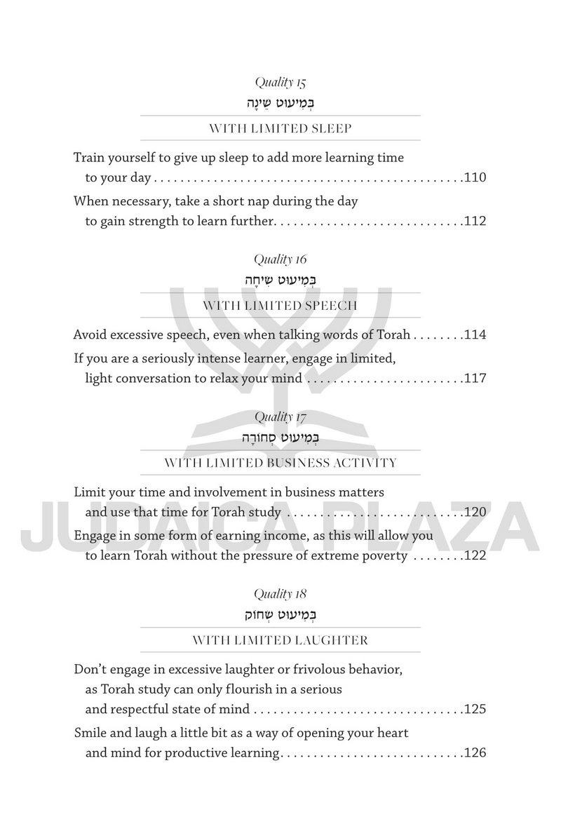 Acquiring Torah and its Virtues