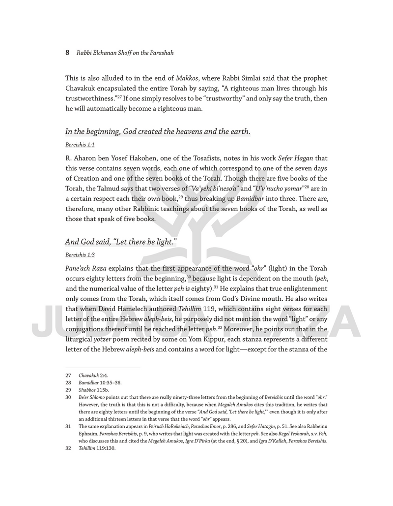 Rabbi Elchanan Shoff on the Parashah - Bereishis