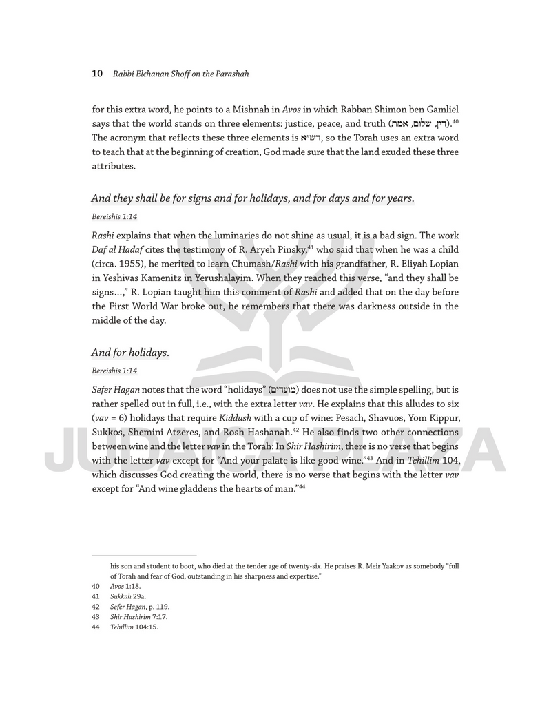 Rabbi Elchanan Shoff on the Parashah - Bereishis