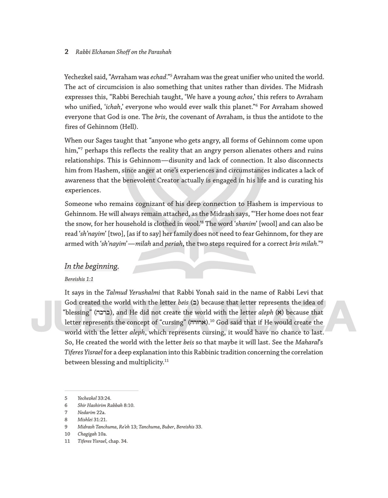 Rabbi Elchanan Shoff on the Parashah - Bereishis