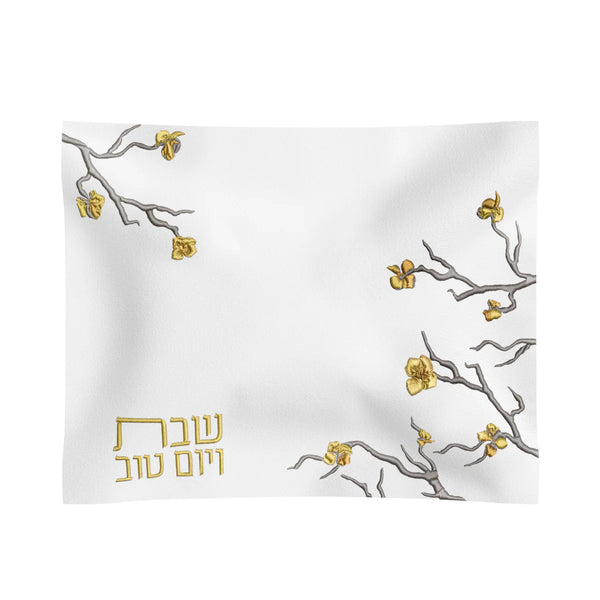 Feldart Collection: Challah Cover Golden Branch Design - Leatherite