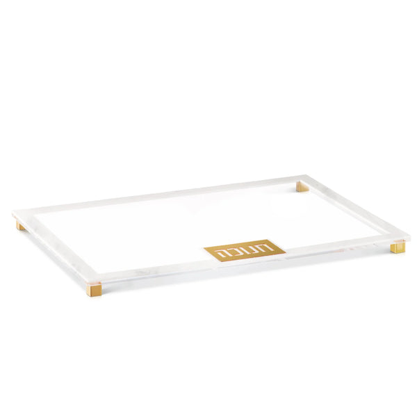 Haus Decor Collection: Lucite Menorah Tray - Gold