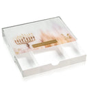 Waterdale Collection: Lucite Menorah Tray with Drawer Painted by Batya