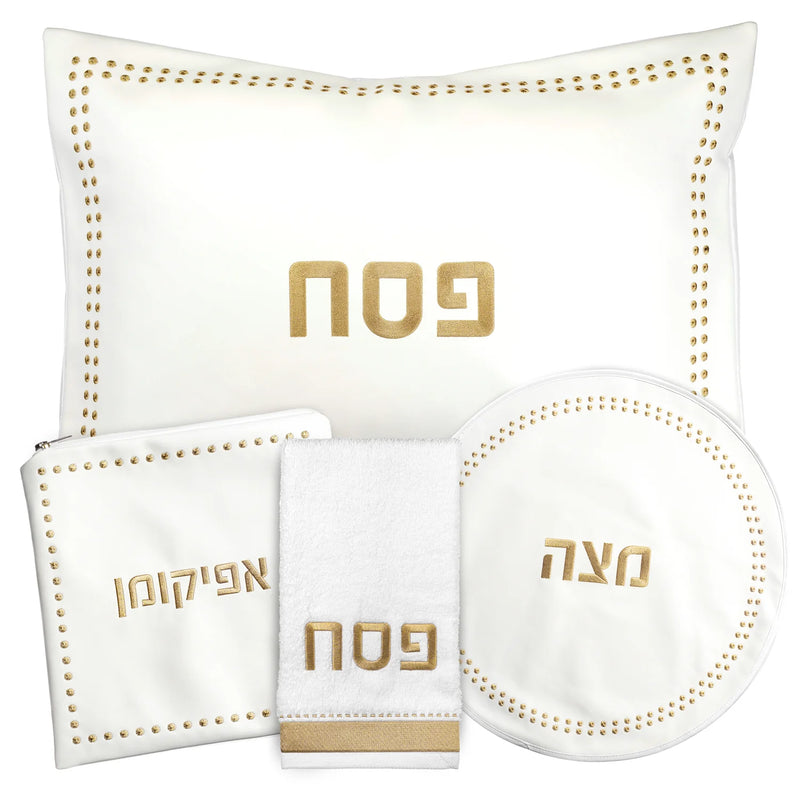 Waterdale Collection: Faux Leather Pesach Set Dot Border
