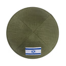 iKippah - Olive Green Linen With Israeli Flag Yarmulke