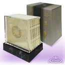 Zemiros Set: Faux Leather - 6 Zemiros Sefard with Lucite Holder & Base - Black
