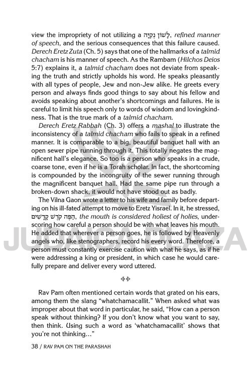 Rav Pam on the Parashah