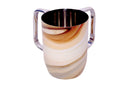 Wash Cup: Stainless Steel Enamel - Stipe Design