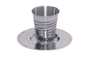 Kiddush Cup & Tray: Stainless Steel - Wave Design
