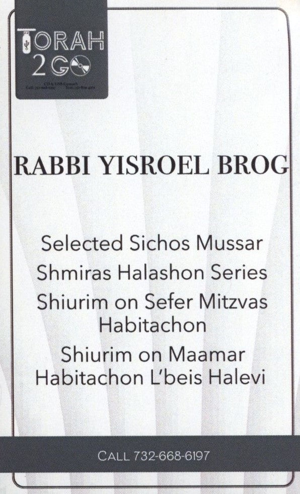 R' Yisroel Brog: Inspiring Collection of Torah Shiurim (USB)