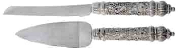 Challah Knife & Cake Knife Set: Sterling Silver