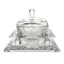 Honey Dish Set: Crystal & Sterling Silver Pomegranate Design