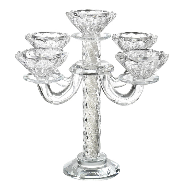 Candelabra: 5 Branch Crystal Curled - 8.5"