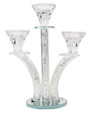 Candelabra: 3 Branch Crushed Glass - Crystal