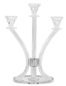Candelabra: 3 Branch Crystal With White Crushed Glass - 14"