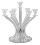 Candelabra: 7 Branch Crystal With Clear Crushed Glass - 14"