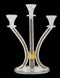 Candelabra: 3 Branch Crystal With Gold & Silver Crushed Glass - 14"