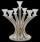 Candelabra: 7 Branch Crystal With Gold & Silver Crushed Glass - 14"