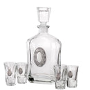 Wine/Whiskey Decanter Set: Oval Design (6 Glass Set)
