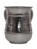 Wash Cup: Stainless Steel Designed Wide Diamonds