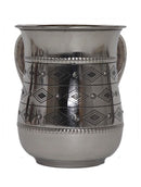 Wash Cup: Stainless Steel Designed Wide Diamonds