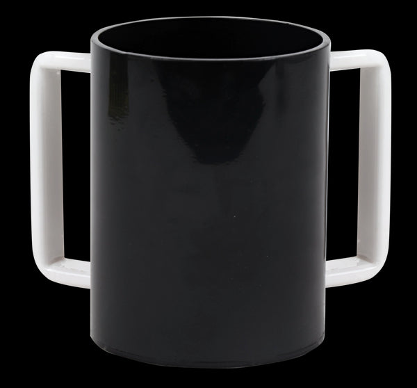 Wash Cup: Lucite Black - White Handles