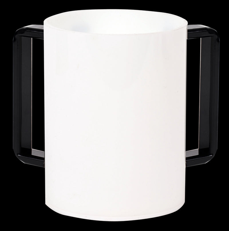 Wash Cup: Lucite White - Black Handles