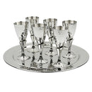 Kiddush Cups & Tray: 6 Mini Cups Hammered