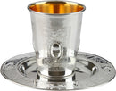 Kiddush Cup & Tray: Silver Plated Oval Frame Design