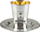Kiddush Cup & Tray: Silver Plated Oval Band Design