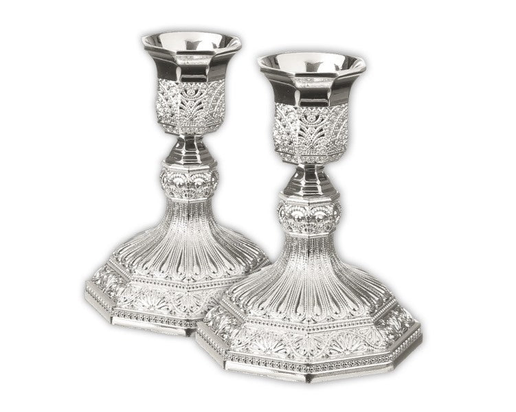 Candlestick Set: Silver Plated Filigree Design
