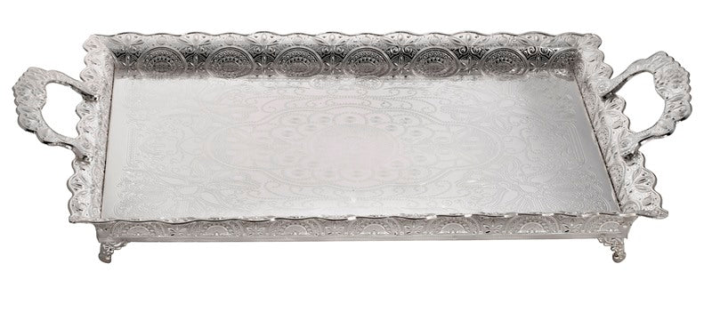 Tray: Silver Plated Filigree