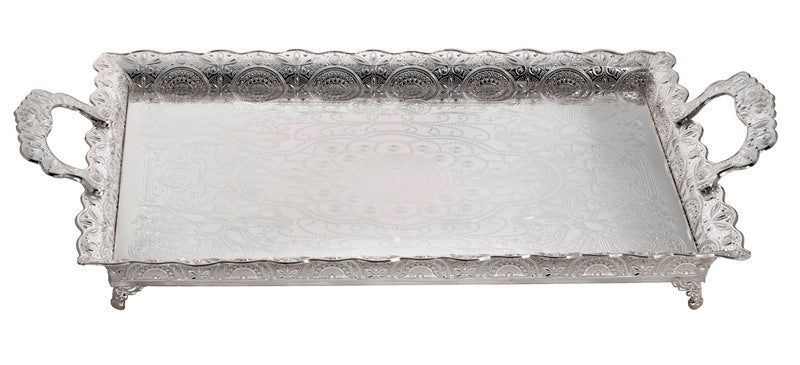 Tray: Silver Plated Filigree