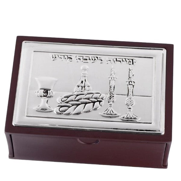 Bencher Holder & Drawer: Wood & Silver Plated