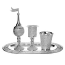 Havdalah Set: Silver Plate With Oval Tray Filagree