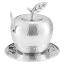 Honey Dish, Spoon & Plate: Stainless Steel Hammered - Apple Shape