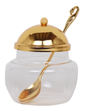 Honey Dish With Spoon - Gold