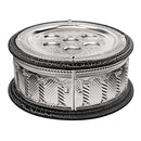 Seder Plate: 3 Tier - Wood & Silver Plating Black Marble Design