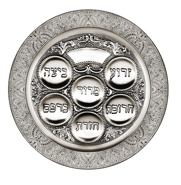 Seder Plate: Silver Plated Filigree Design - 15.5"