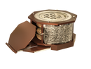 Seder Plate: "The Maggid Kaarah" 3 Tier Mahogany And Silver Plated With Retractable Shtender - 16"