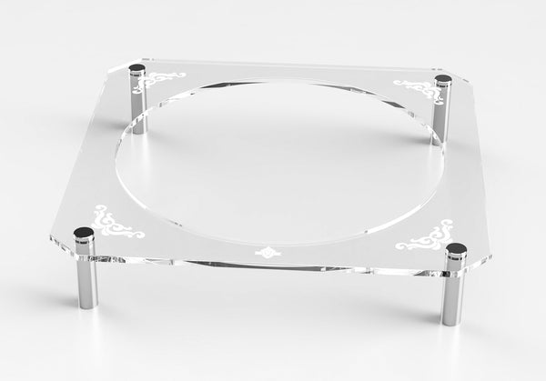 Pesach Seder Plate: Lucite Stand With Silver Legs - Engraved