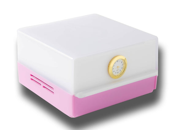 Shabled Shabbos Lamp:Pink/White Body: Gold Clock